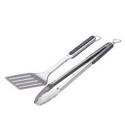 OXO Good Grips Grilling Tongs and Turner Set with stainless steel heads and black handles