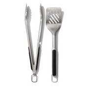 OXO Good Grips Grilling Tongs and Turner Set with stainless steel heads and black handles