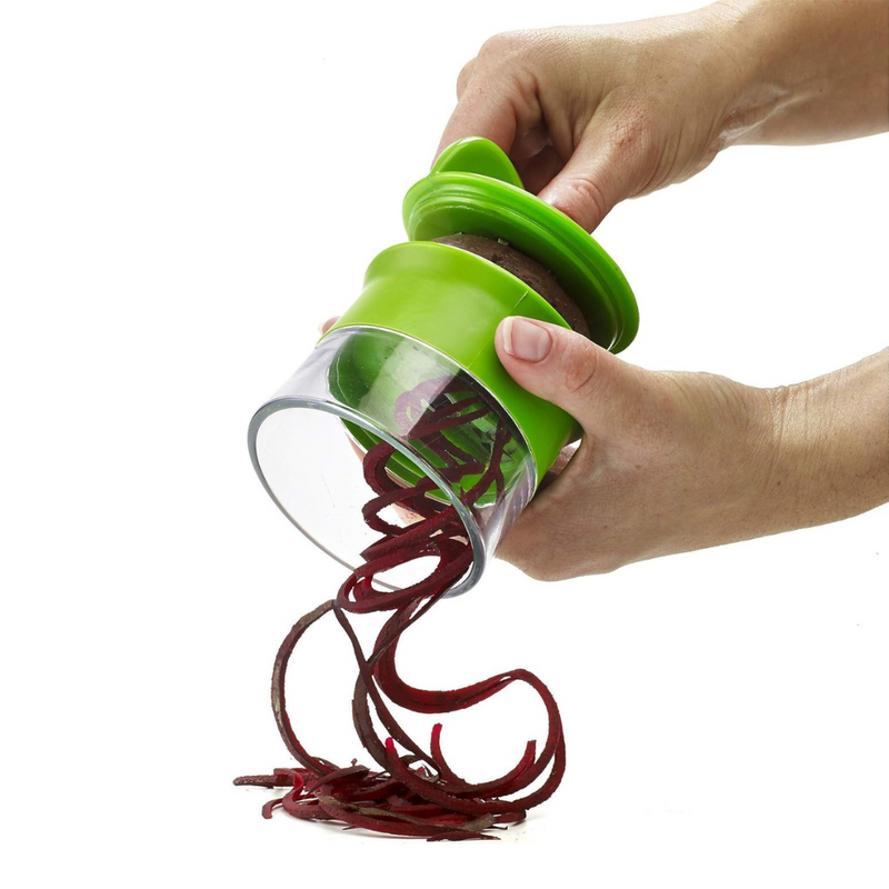 OXO Good Grips Hand-Held Spiralizer with black handle and green body