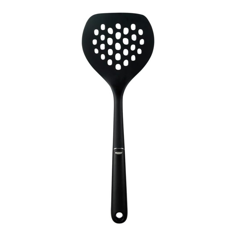 OXO Good Grips Nylon Round Turner with black nylon head and soft non-slip handle.
