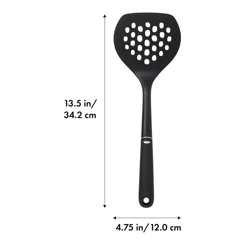 OXO Good Grips Nylon Round Turner with black nylon head and soft non-slip handle.