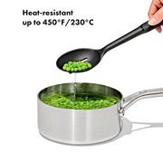 OXO Good Grips Nylon Slotted Spoon with black nylon head and soft non-slip handle.