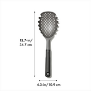 OXO Good Grips Pasta Scoop Strainer with black nylon head and ergonomic non-slip handle