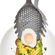OXO Good Grips Pasta Scoop Strainer with black nylon head and ergonomic non-slip handle