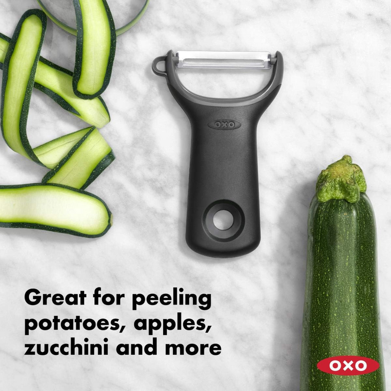 OXO Good Grips Prep Y-Peeler with black handle and stainless steel blade