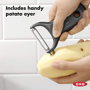 OXO Good Grips Prep Y-Peeler with black handle and stainless steel blade