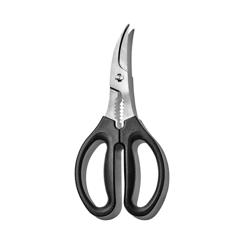 OXO Good Grips Seafood Scissors with stainless steel curved blades and built-in shell cracker.