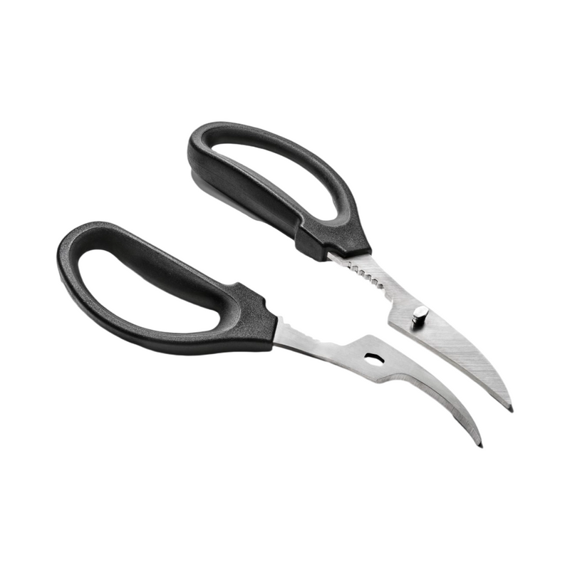 OXO Good Grips Seafood Scissors with stainless steel curved blades and built-in shell cracker.