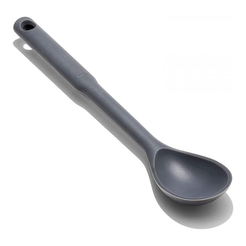 OXO Good Grips Silicone Spoon with black silicone head and soft non-slip handle.