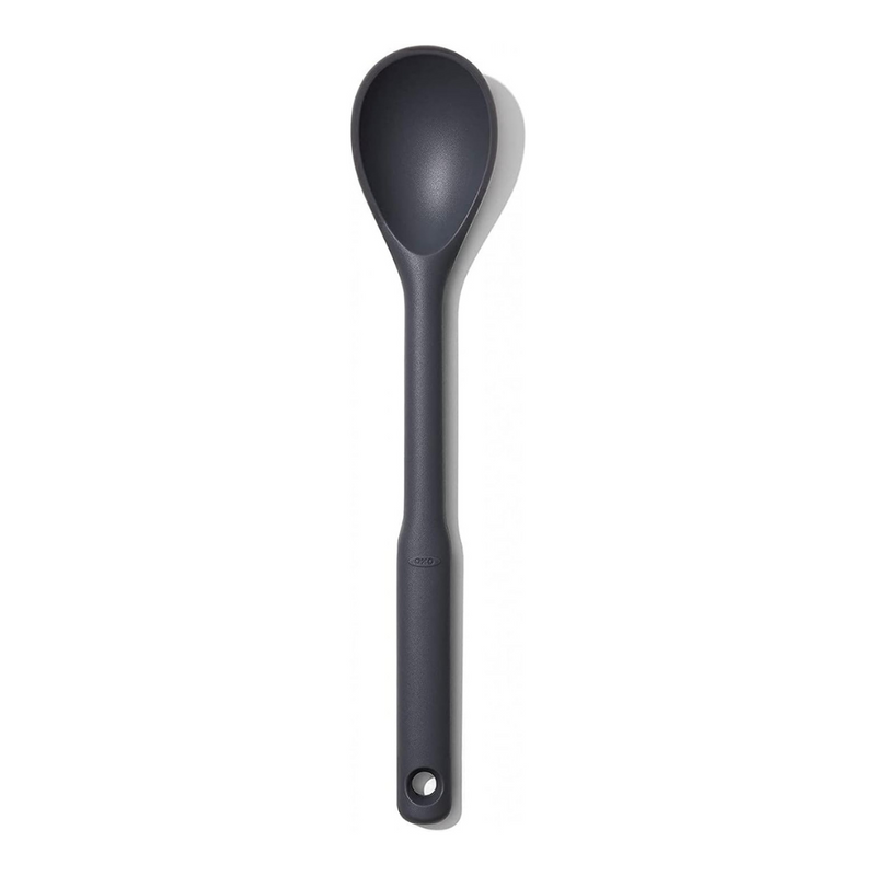 OXO Good Grips Silicone Spoon with black silicone head and soft non-slip handle.