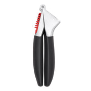 OXO Good Grips Garlic Press with black handles and silver press chamber