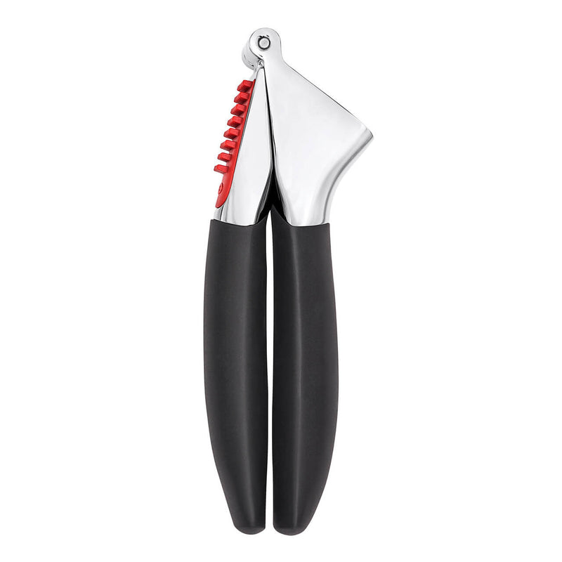 OXO Good Grips Garlic Press with black handles and silver press chamber