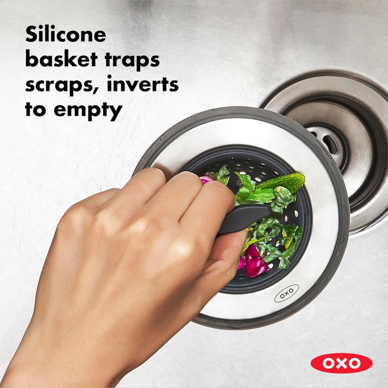 OXO Good Grips 2-in-1 Sink Strainer and Stopper in stainless steel