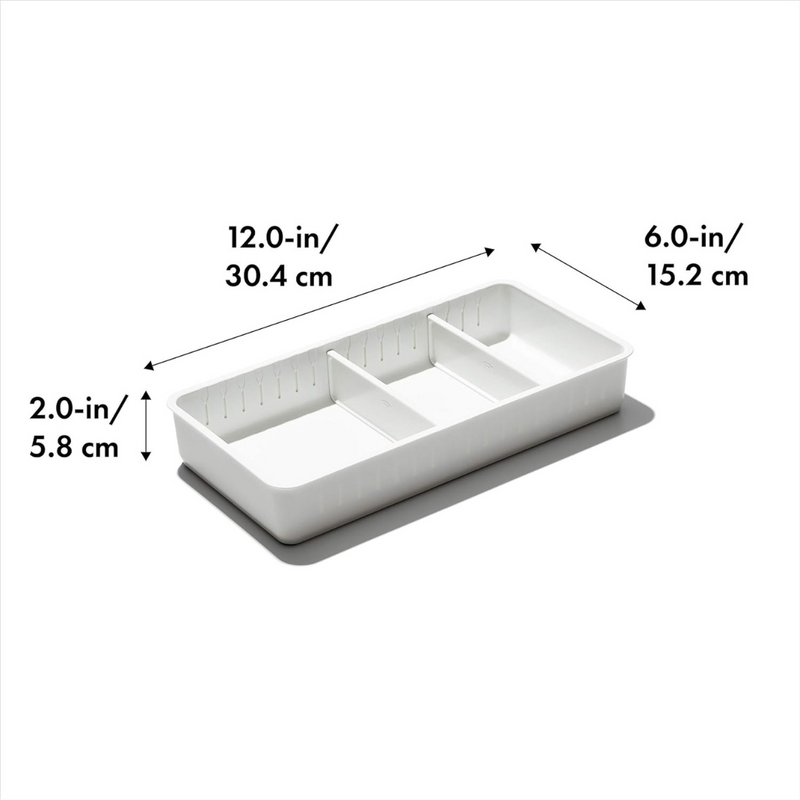 OXO Good Grips Adjustable Drawer Bin Set 3pce – customizable storage bins with adjustable dividers and non-slip feet