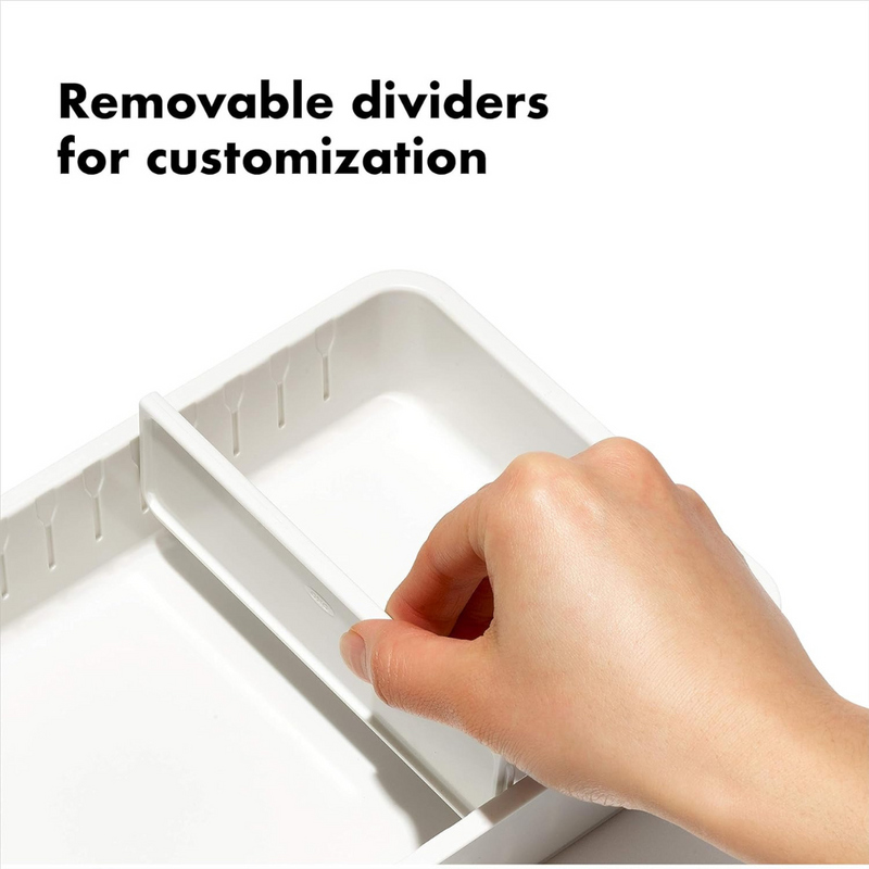 OXO Good Grips Adjustable Drawer Bin Set 3pce – customizable storage bins with adjustable dividers and non-slip feet