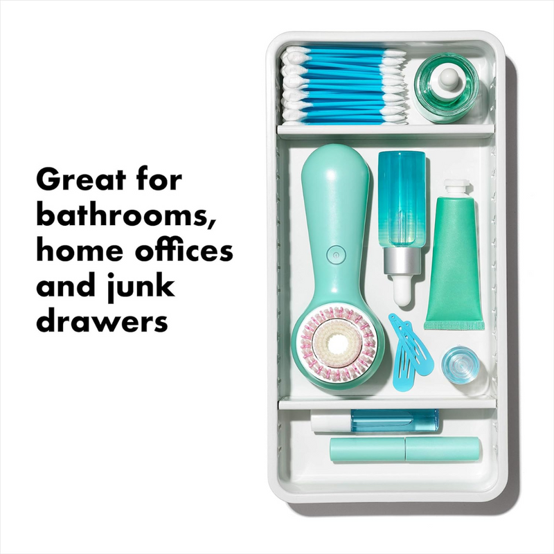 OXO Good Grips Adjustable Drawer Bin Set 3pce – customizable storage bins with adjustable dividers and non-slip feet