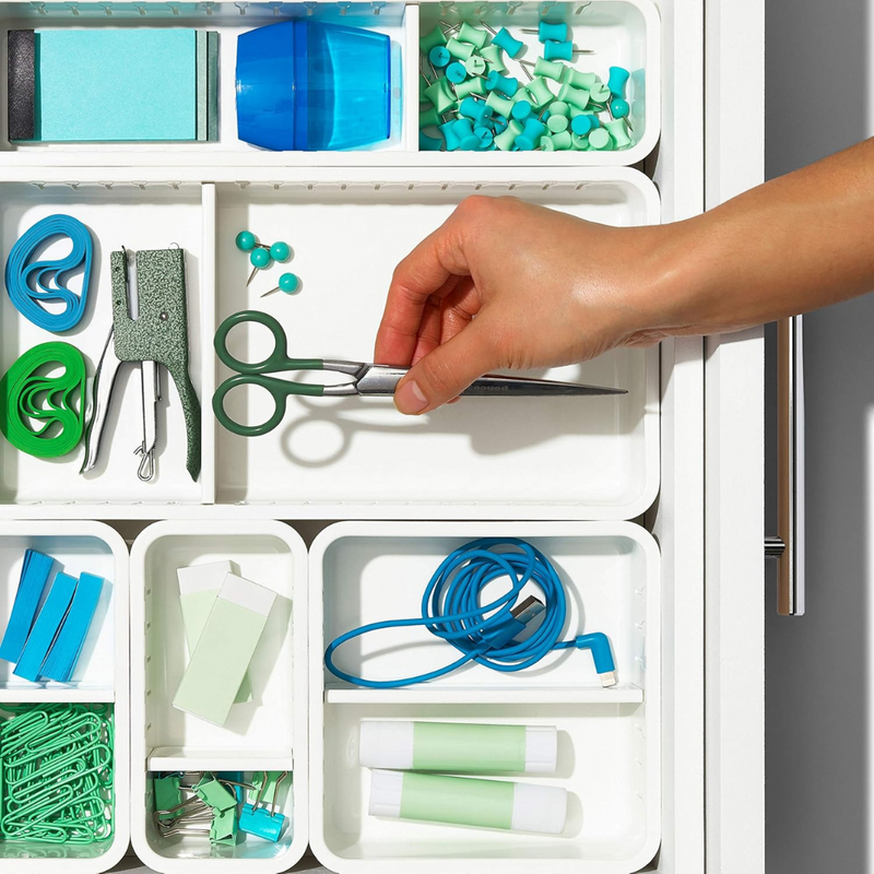 OXO Good Grips Adjustable Drawer Bin Set 4pce – customizable storage bins with adjustable dividers and non-slip feet