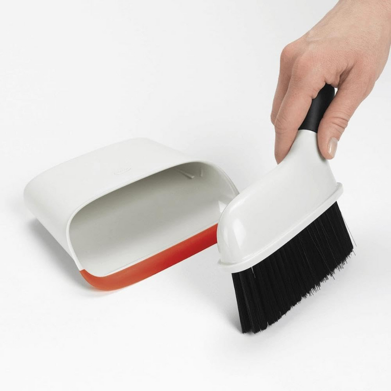 OXO Good Grips Compact Dustpan and Brush Set snapped together for storage