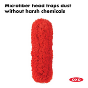 OXO Good Grips Microfiber Hand Duster cleaning a shelf