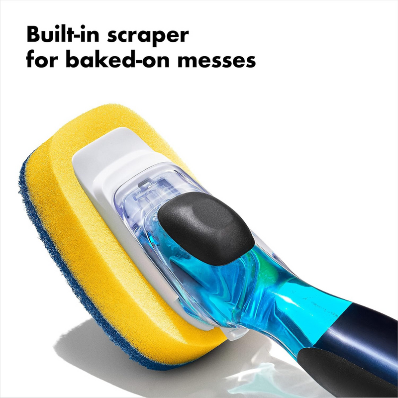 OXO Good Grips Soap Dispensing Dish Scrub with built-in soap dispenser