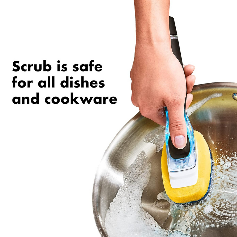 OXO Good Grips Soap Dispensing Dish Scrub with built-in soap dispenser