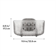 OXO Good Grips Stronghold Suction Sink Caddy attached to sink wall