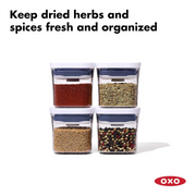 OXO POP 2.0 4-Piece Mini Set airtight containers for spices and snacks