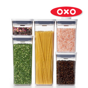 OXO POP 2.0 5-Piece Set airtight containers in assorted sizes