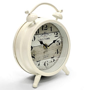 Ronis Old Town Faux Twin Bell Metal Vintage Desk Clock 16x6x20.5cm Off White