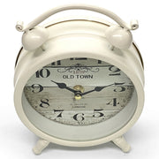 Ronis Old Town Faux Twin Bell Metal Vintage Desk Clock 16x6x20.5cm Off White