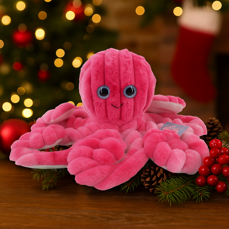 Oliver 50cm Pink Rosey Tie-Dyed Octopus plush toy with soft tentacles and cute face