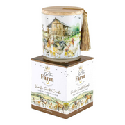 Ronis On The Farm Chicken Candle With Wood Lid and Tassel 10x13cm