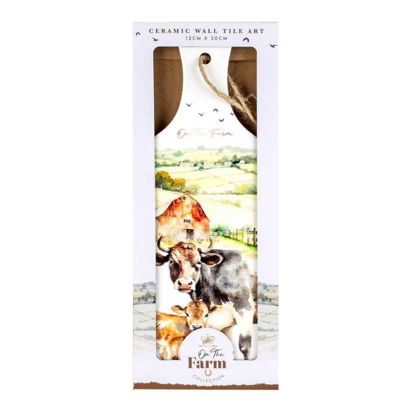 Ronis On The Farm Cow Ceramic Wall Art 12x30cm
