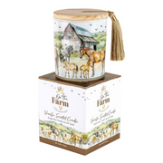 Ronis On The Farm Horse Candle With Wood Lid and Tassel 10x13cm