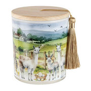 Ronis On The Farm Llama Candle With Wood Lid and Tassel 10x13cm