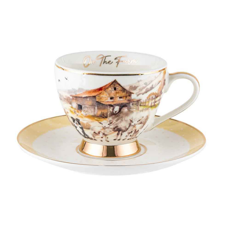 Ronis On The Farm Sheep Tea Cup and Saucer Set 200ml