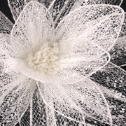 White organza poinsettia stem 45cm Christmas decoration
