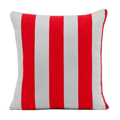 Red outdoor stripe cushion 45x45cm on patio chair