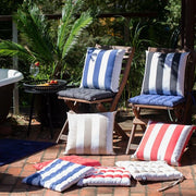 Red outdoor stripe cushion 45x45cm on patio chair – thumbnail