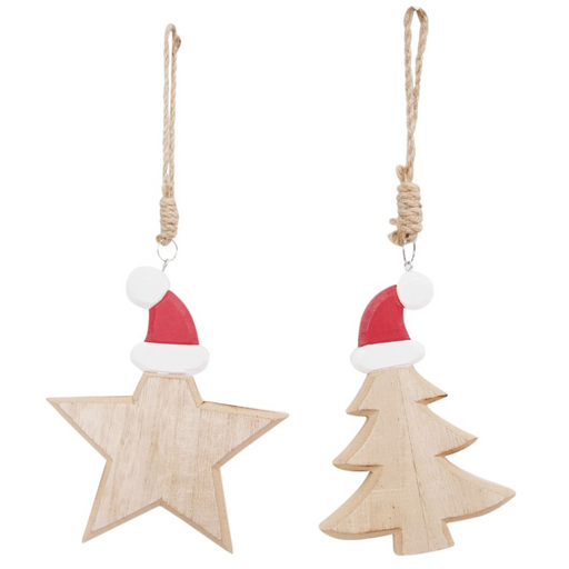 Ronis P29 Wooden Hanging Deco Star Tree Assorted