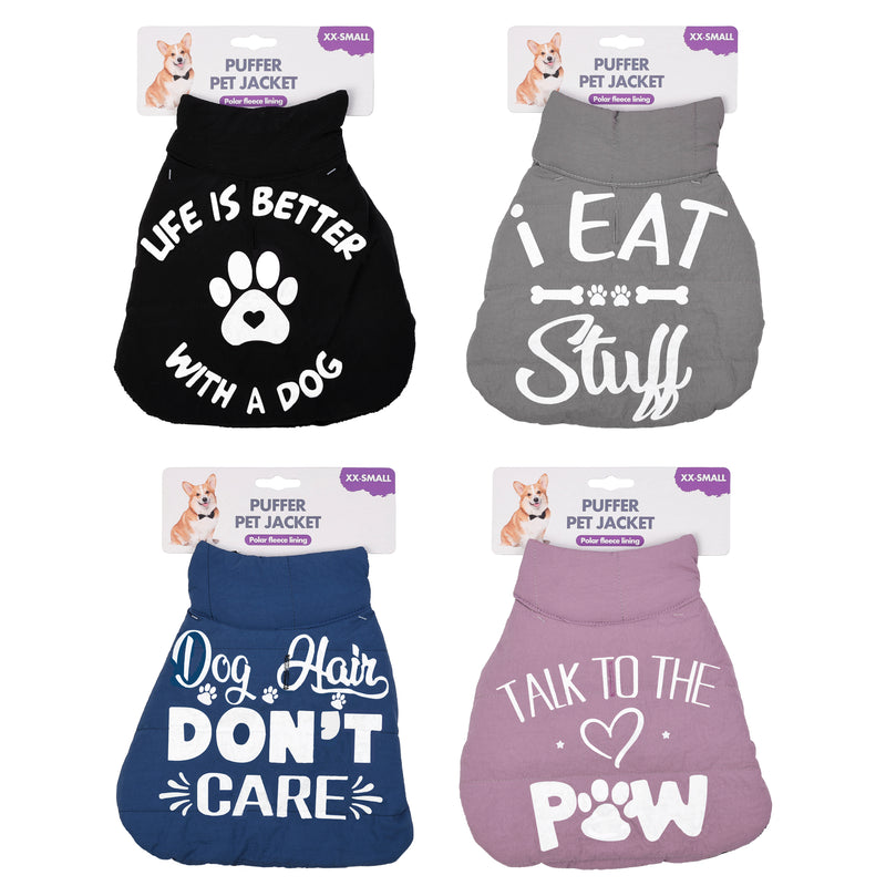 20cm printed puffer pet jacket in assorted designs