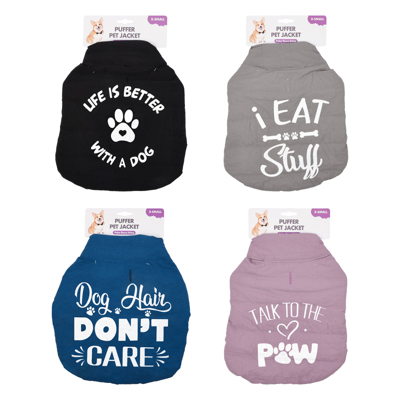 30cm printed puffer pet jacket in assorted designs
