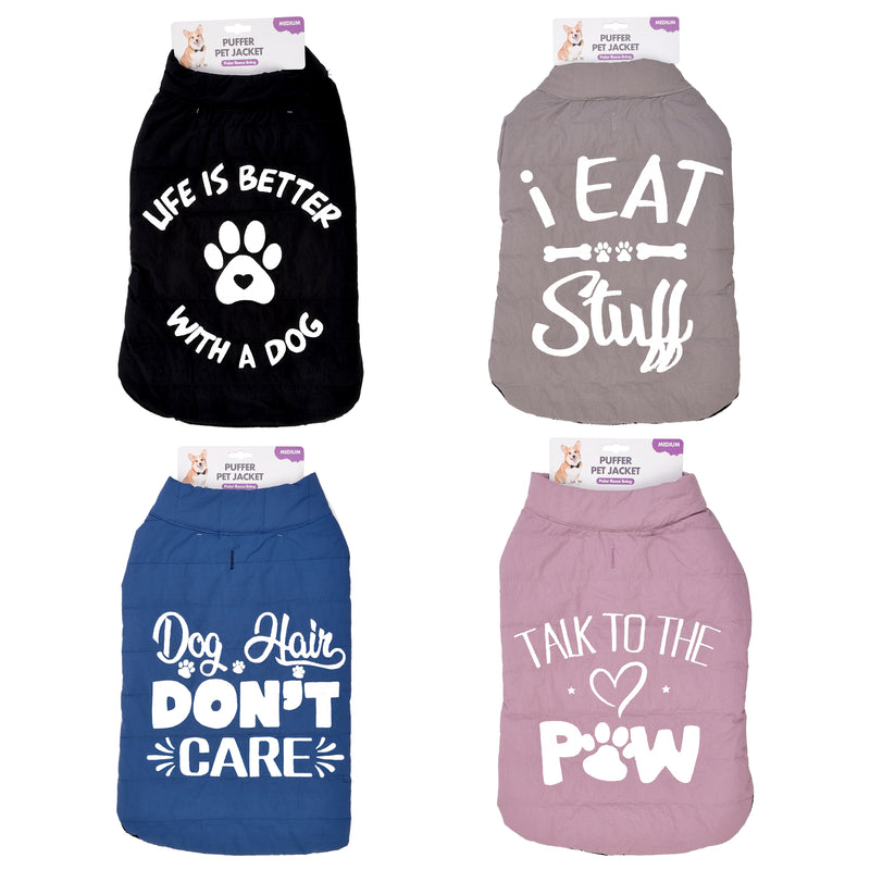50cm printed puffer pet jacket in assorted designs