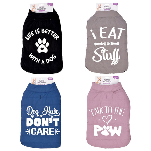 50cm printed puffer pet jacket in assorted designs