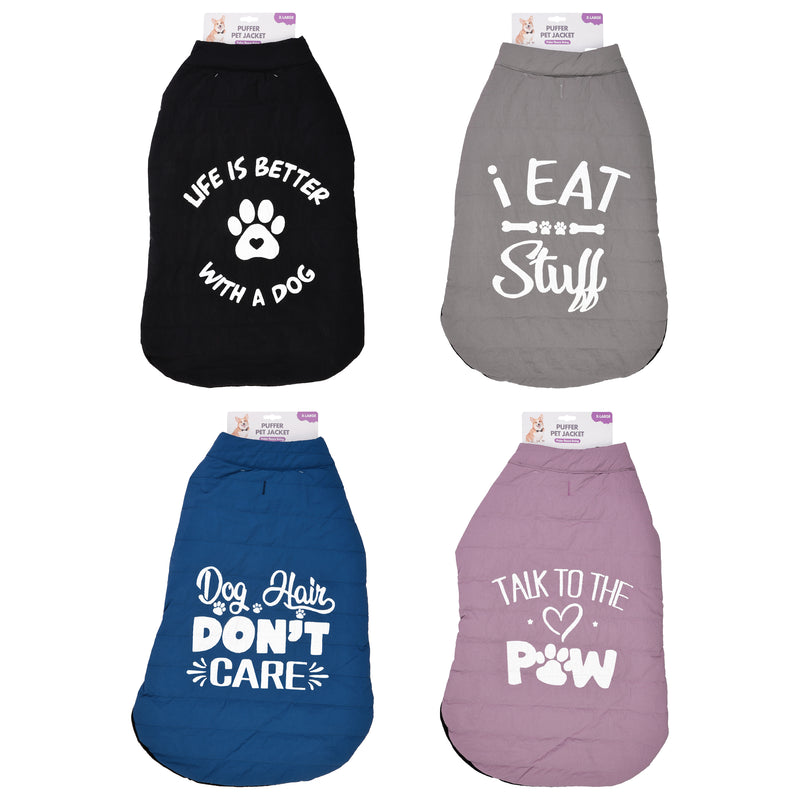 70cm printed puffer pet jacket in assorted designs
