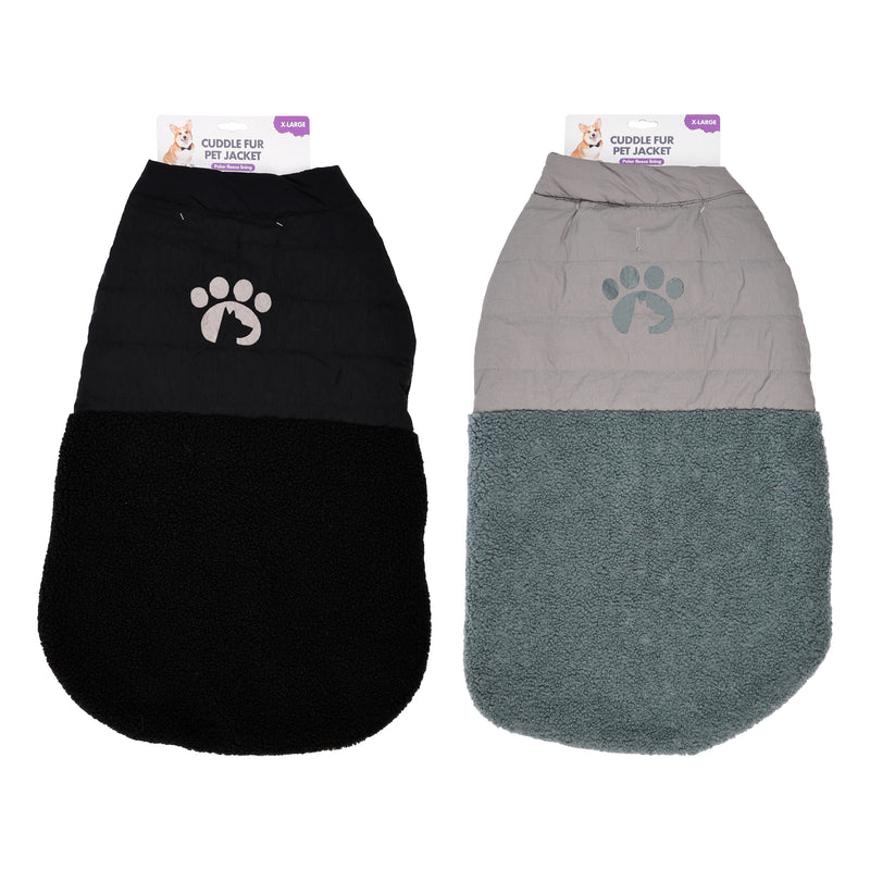 70cm cuddle fur pet jacket in black and granite