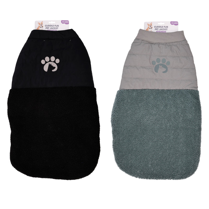 80cm cuddle fur pet jacket in black and granite