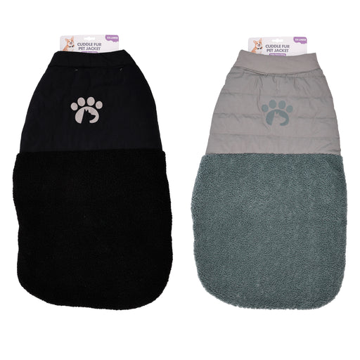 80cm cuddle fur pet jacket in black and granite