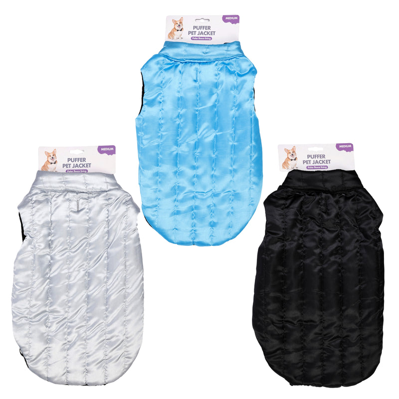 50cm reverse puffer pet jacket in black and green