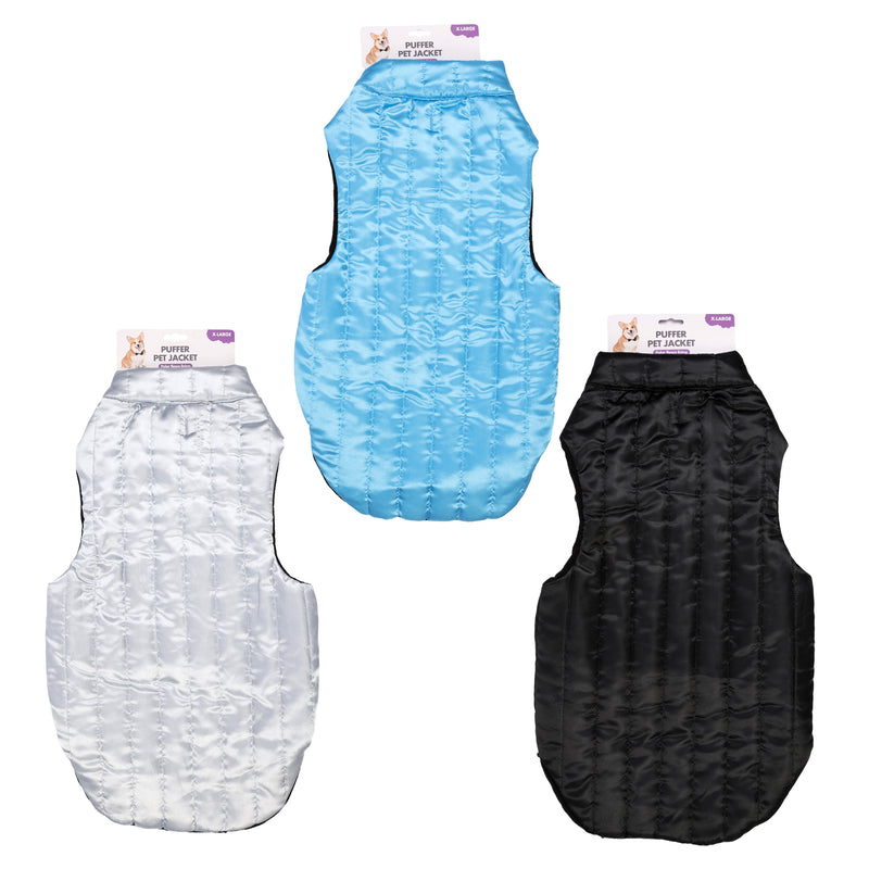 70cm reverse puffer pet jacket in black and green